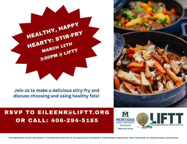 Join LIFTT and MSU Extension on Thursday March 12 at 3 p.m. for the next edition of our monthly community cooking class!