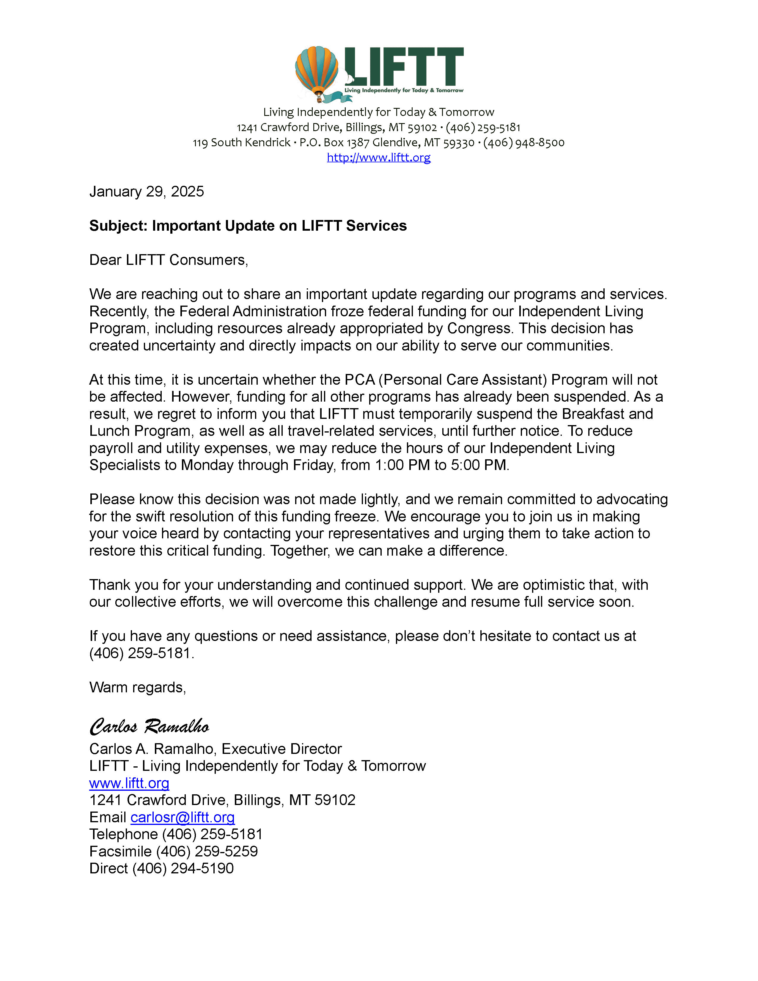Federal Funding Freeze Update