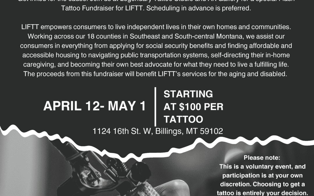 Flash Tattoo Fundraiser for LIFTT April 12 to May 1