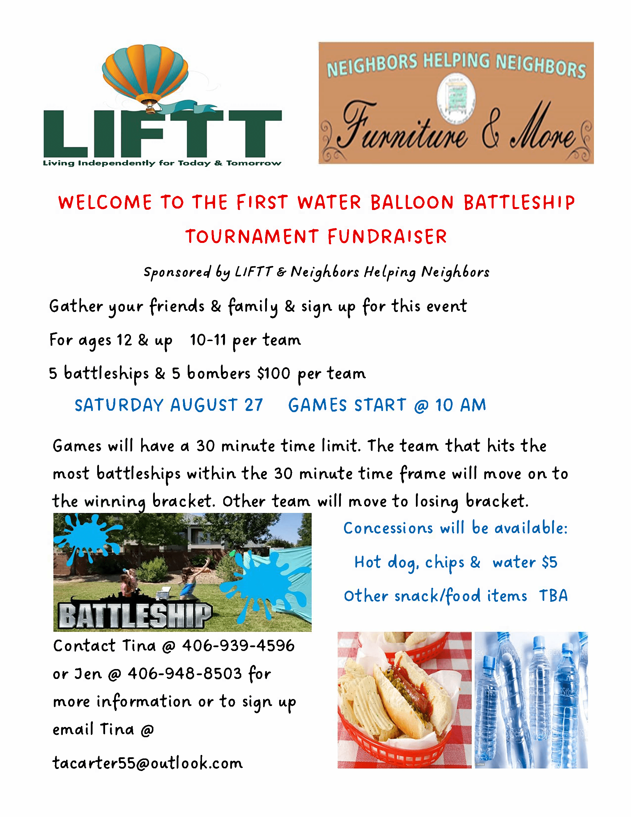 LIFTT and Neighbors Helping Neighbors host Glendive “Balloon Battleship” Fundraiser 8/27
