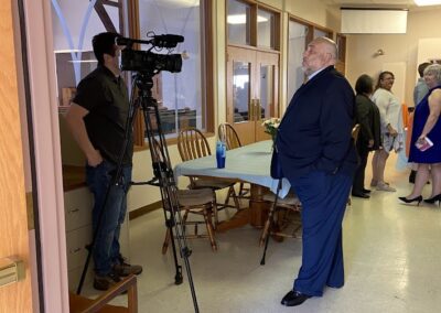 LIFTT Executive Director Carlos Ramalho being interviewed by Connor McEvoy of KULR8 during the LIFTT Grand Opening on May 10, 2024