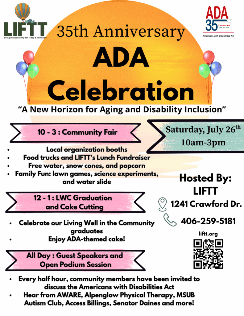 Join LIFTT on Saturday, July 26, for a fun-filled, educational, and inclusive celebration of the Americans with Disabilities Act (ADA) 35th anniversary!