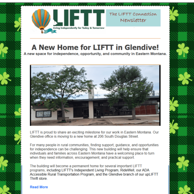 Screen Cap of the March 2026 LIFTT Connection Newsletter