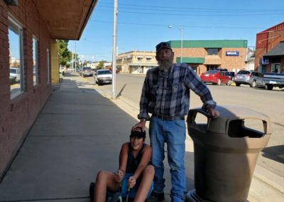 Sculptor Neil Young (standing) is currently mentoring LIFTT consumer Jadon Bergstrom (seated)