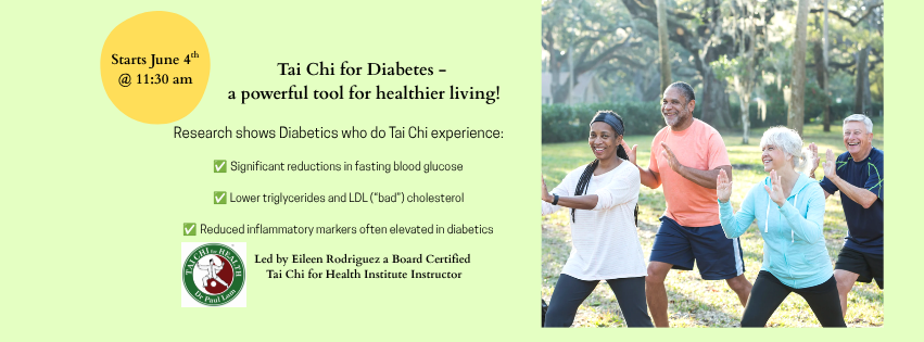 LIFTT is launching a new class "Tai Chi for Diabetes" Thursdays from 11:30 a.m. to 12:30 p.m. beginning June 4! 