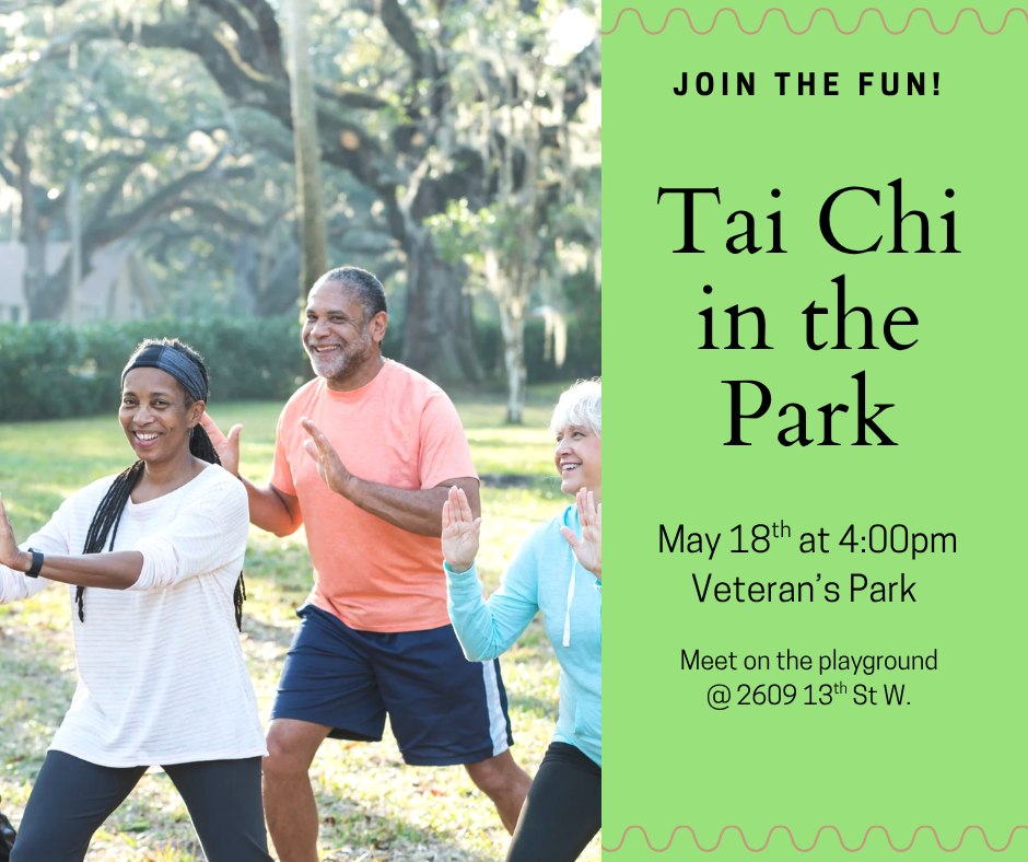 Tai Chi in the Park, Monday May 18, 4 p.m. at Billings Veterans Park (2609 13th Street W)
