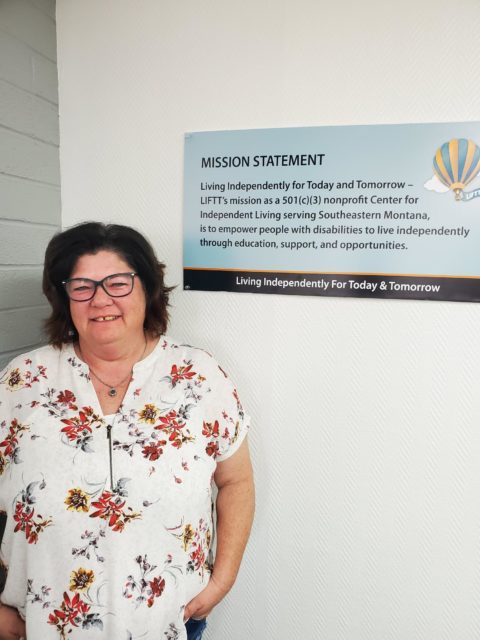 LIFTT Senior IL Specialist and Glendive Regional Manager Jennifer Hawkinson has joined the Community Advisory Council of the Montana Center for Inclusive Education at Montana State University Billings. Description: White woman with black hair wearing glasses and a white shirt with red flowers