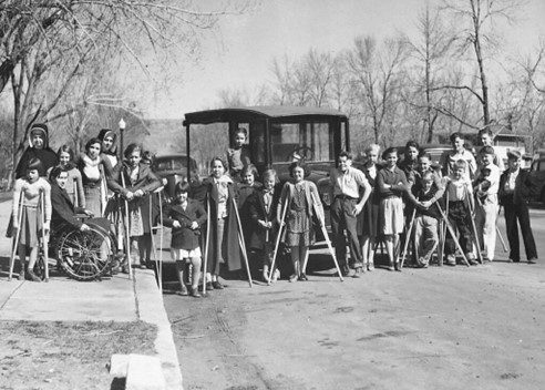 A group of disabled children in Billings Montana in the early portion of the 20th century