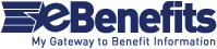 VA/DOD eBenefits logo Blue text reading eBenifits: My Gateway to Benefit Information